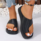 Women's Flat Clip Toe Slippers Thick Soles Solid Color Casual Summer Outdoor Shoes