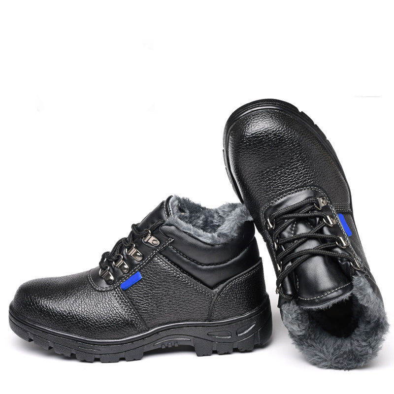 Labor Protection Shoes Men's Fleece-lined Thermal Work Shoes